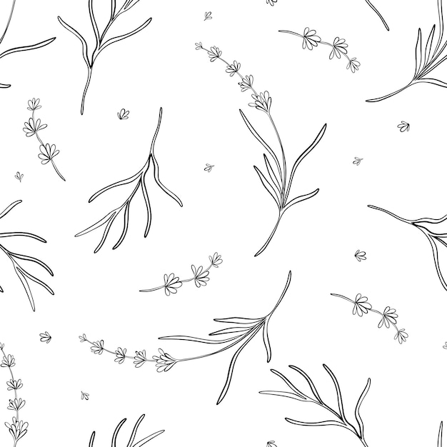 Light black and white lavender branch pattern