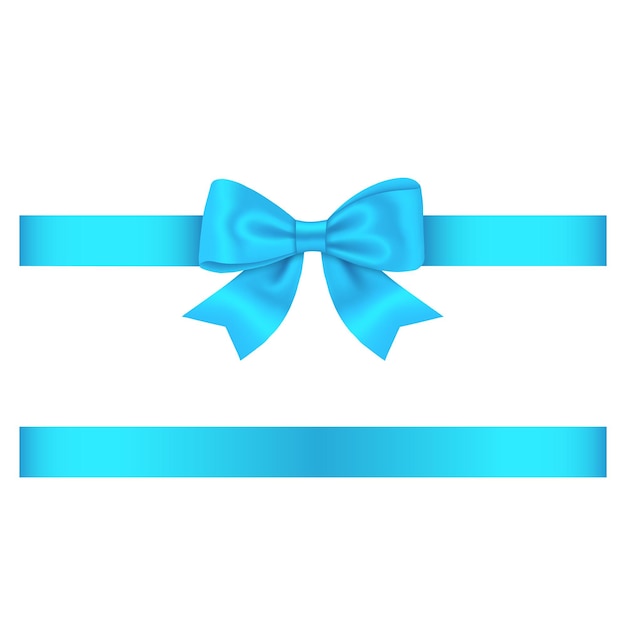 Light blue bow and ribbon isolated on white