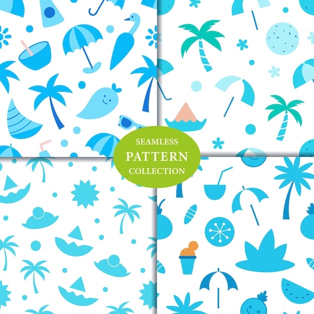 Vector light blue drawing tropical summer seamless pattern background design