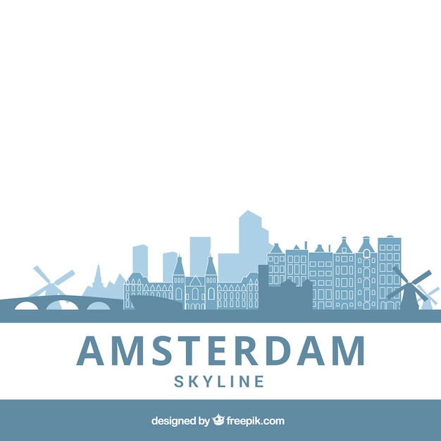 Light blue skyline of amsterdam