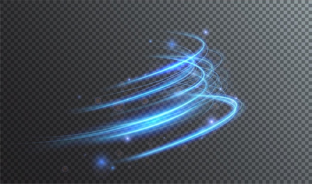 Light blue Twirl. Curve light effect of blue line. Luminous blue circle. Vector PNG.