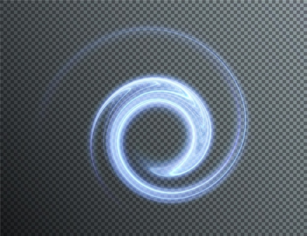 Light blue Twirl. Curve light effect of blue line. Luminous blue circle. Vector PNG.