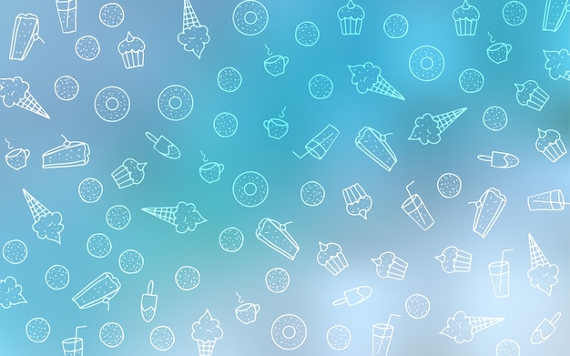 Light BLUE vector pattern with delicious cookies