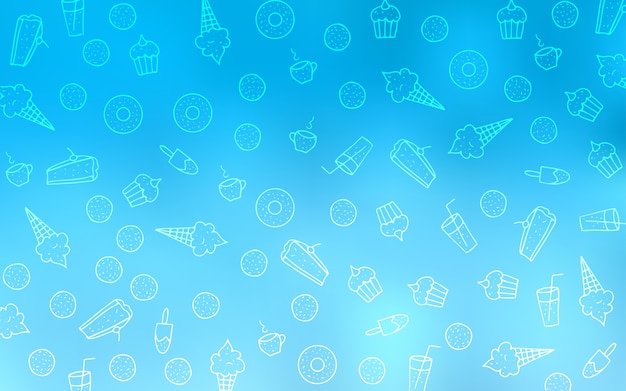 Light BLUE vector template with sweet snacks