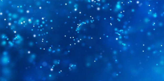 Light bokeh magic background Blue shiny particles effect Abstract glow liguid sparks