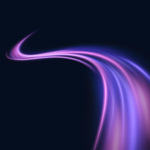 Vector light and bright twirl curved blueviolet lines light effect highspeed light energy effect