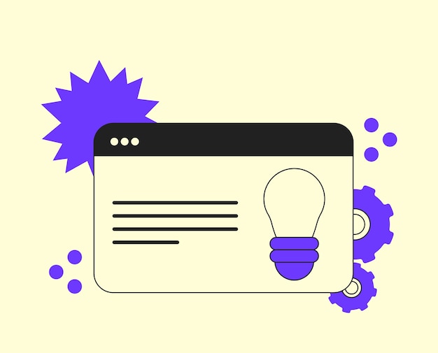 Light Bulb in browser window innovation idea eureka and problem solving Modern Flat Illustration