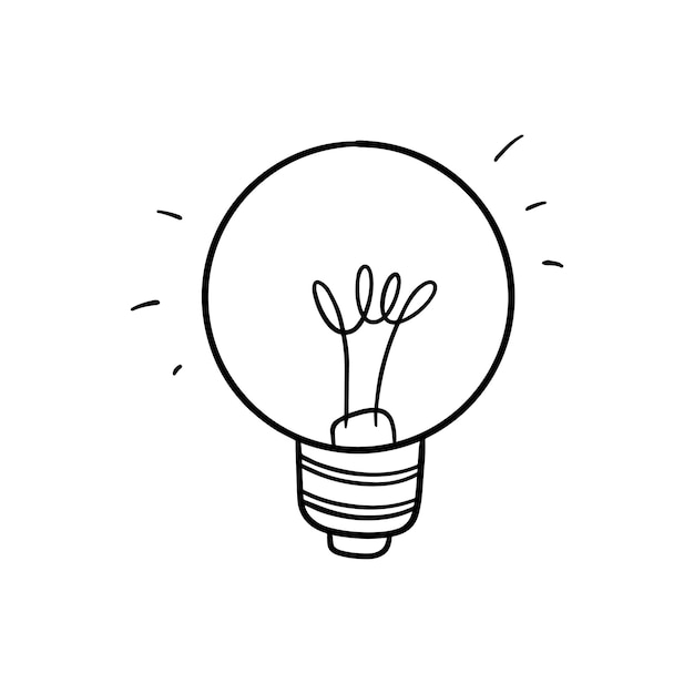 Light bulb burning to illuminate the room doodle linear cartoon coloring