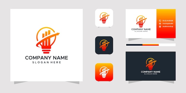 light bulb business trafic logo design and business card