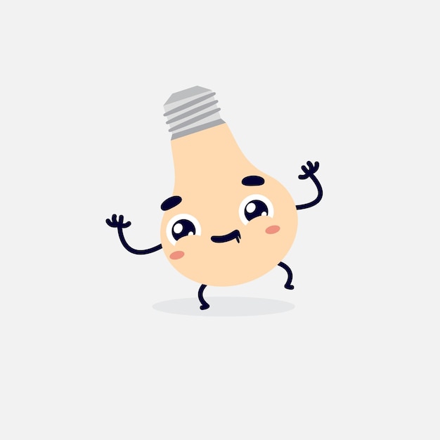 A light bulb cartoon character with a face and eyes.