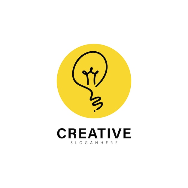 Light bulb creative idea hand drawn vector logo design