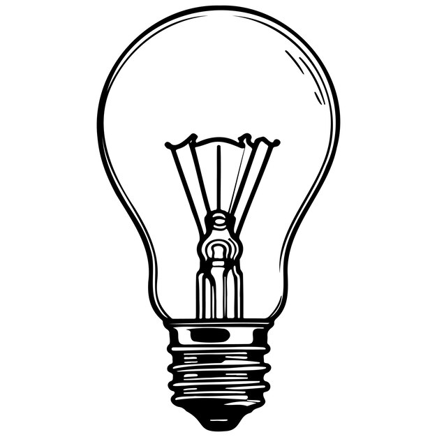 Vector light bulb drawing black line vector isolated line