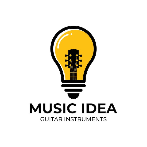 Light Bulb and Guitar Music Creative Innovation Idea Logo Design.