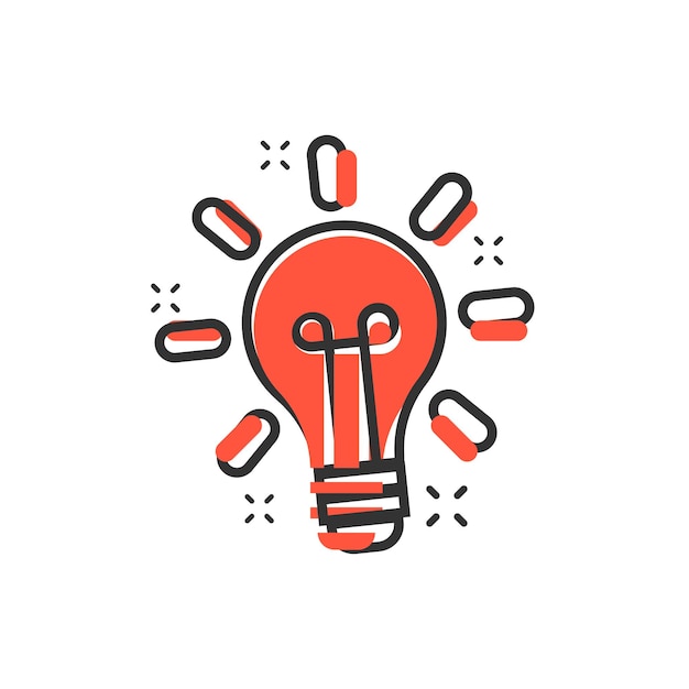 Light bulb icon in comic style Lightbulb vector cartoon illustration pictogram Lamp idea business concept splash effect