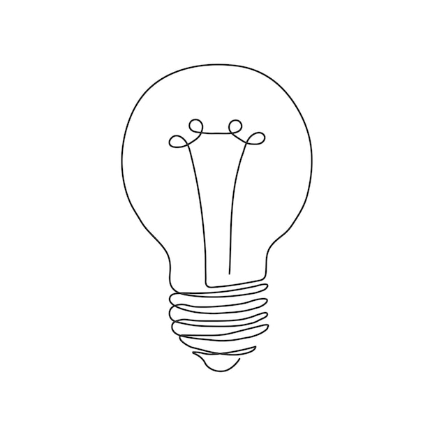 Light bulb icon. Continuous line hand drawn vector.