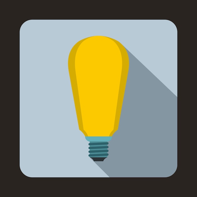 Light bulb icon in flat style on a light blue background