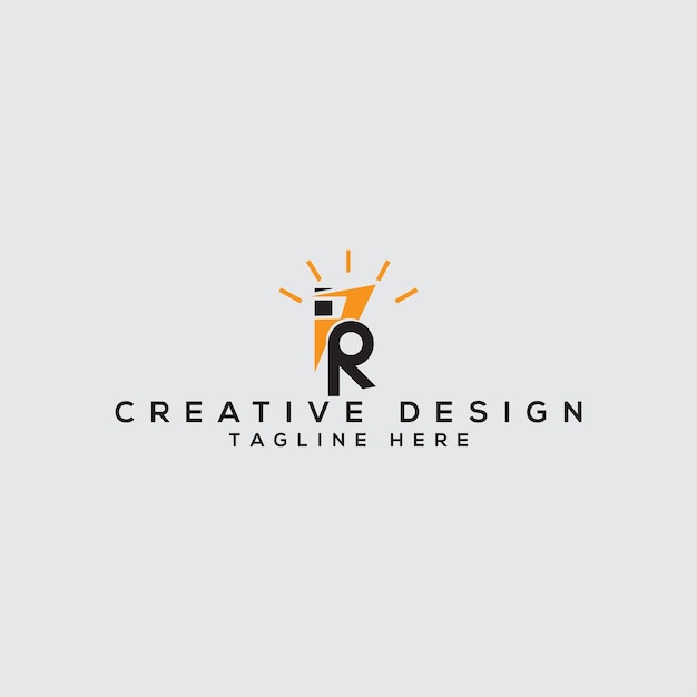 Light bulb initial letter r for brilliant idea logo