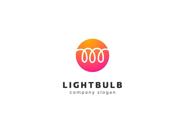 Light bulb logo template with helix inside isolated vector icon on white background electric company