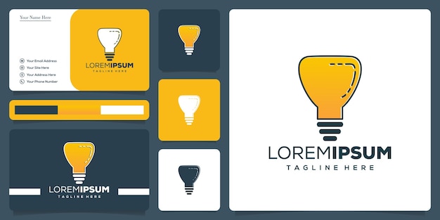 light bulb logo vector art icon and business card