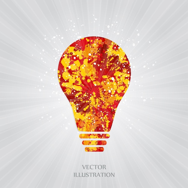 Vector light bulb painted by hand sun sunburst pattern simple modern minimalistic style doodle hand drawn