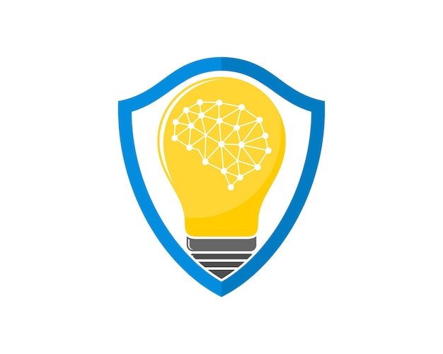 Vector light bulb in the shield logo