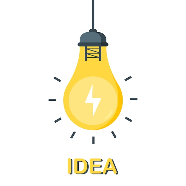 Light bulb sketch with concept of idea Doodle hand drawn sign Vector Illustration