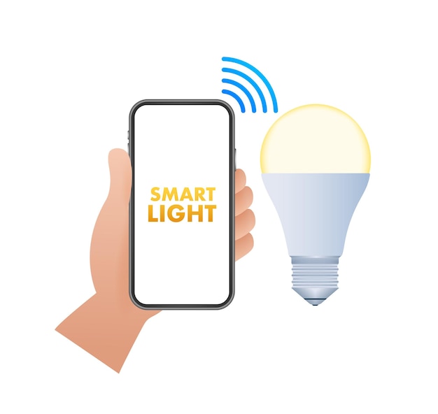 Light bulb Smart light icon Wireless communication technology Vector stock illustration