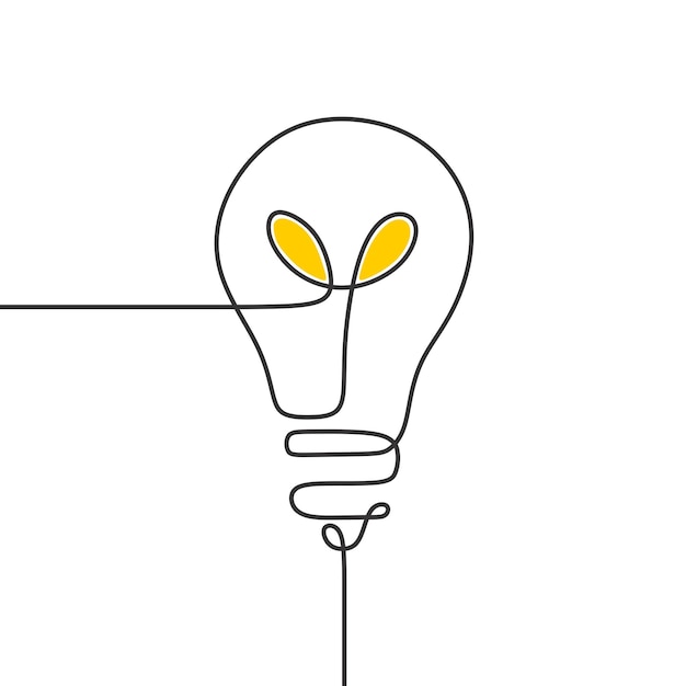 light bulb technology illustration continuous drawing single line art