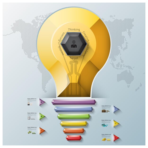 Vector light bulb three dimension polygon and triangle hexagon business infographic