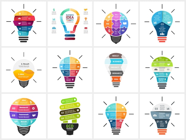 Light bulb vector infographics Generating new idea Creative brainstorm diagram Education concept