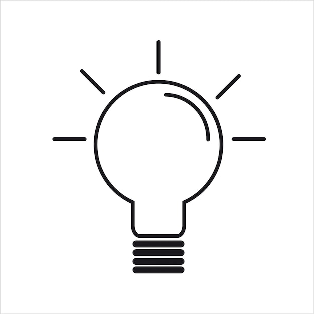 A light bulb with bright on a white background with copy space