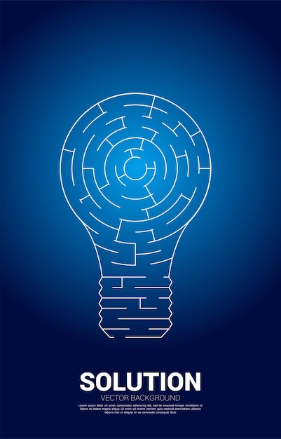 Vector light bulb with from maze game. business concept for problem solving and finding idea.