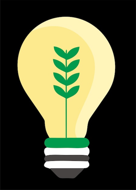 Vector a light bulb with a green plant on it