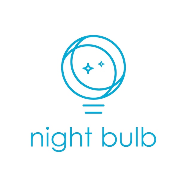 light bulb with night moon and stars simple sleek modern logo design