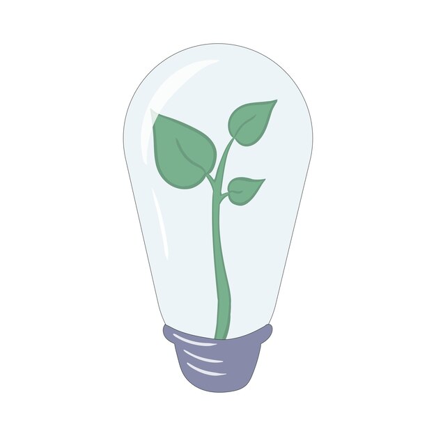 Vector light bulb with a sprout inside green energy save nature clean planet environmental protection leaf leaves plant take care foliage flora preservation vector illustration on white backround