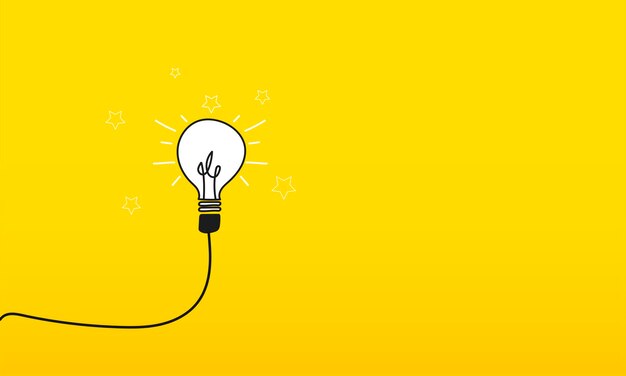 Light bulb on yellow background Concept of new ideas innovation creativity Vector illustration