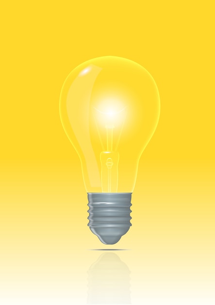 Vector light bulb on yellow background