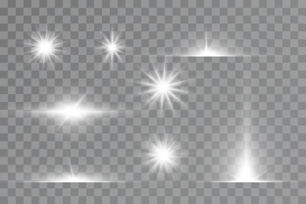 Light effect Bright Star Light explodes on a transparent background Bright sun