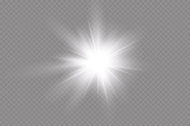 Light effect Bright Star Light explodes on a transparent background Bright sun