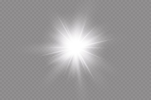 Light effect Bright Star Light explodes on a transparent background Bright sun