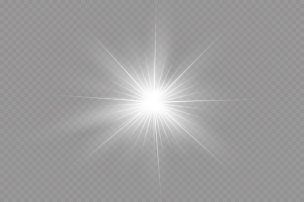 Light effect Bright Star Light explodes on a transparent background Bright sun