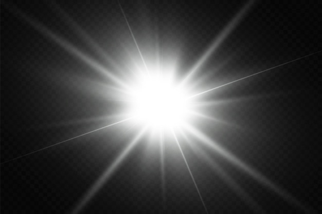 Light effect Bright Star Light explodes on a transparent background Bright sun