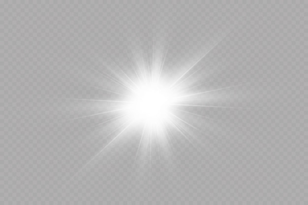 Light effect Bright Star Light explodes on a transparent background Bright sun