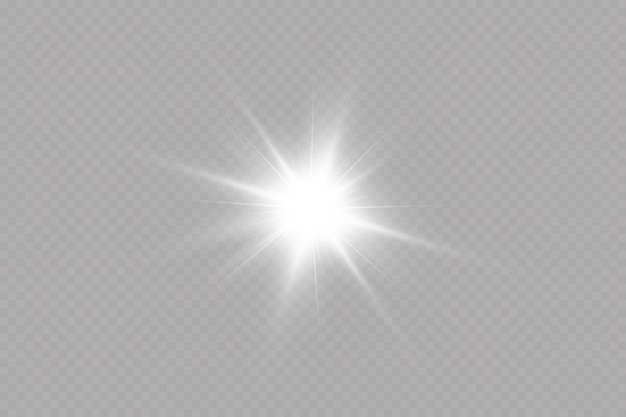 Light effect Bright Star Light explodes on a transparent background Bright sun