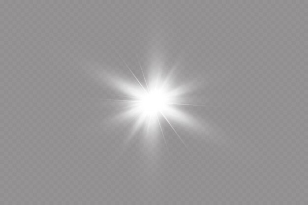 Light effect Bright Star Light explodes on a transparent background Bright sun