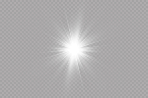 Light effect Bright Star Light explodes on a transparent background Bright sun