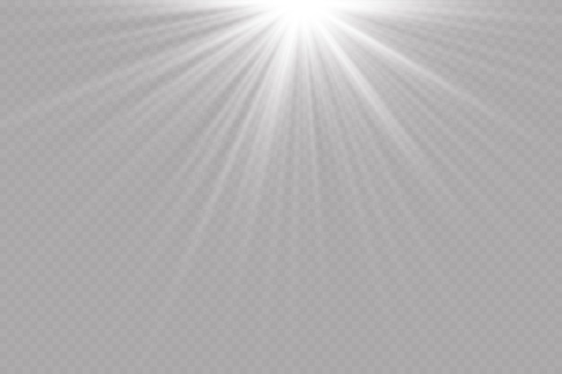 Light effect. Bright Star. Light explodes on a transparent background. Bright sun