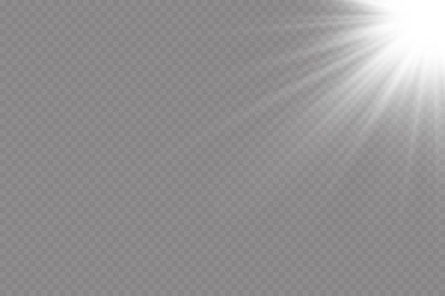 Light effect. Bright Star. Light explodes on a transparent background. Bright sun.