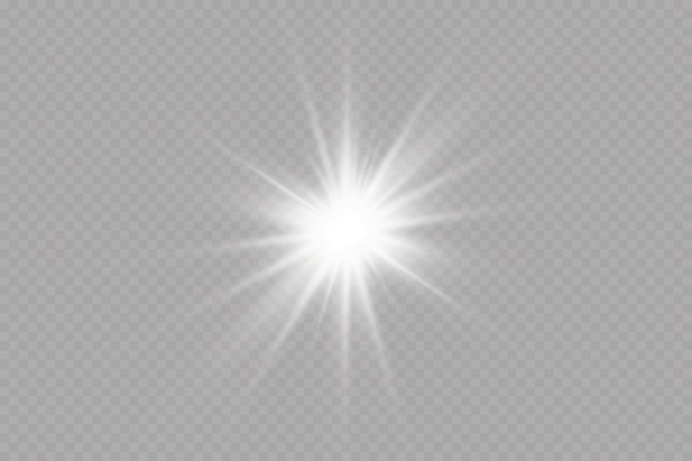 Light effect. Bright Star. Light explodes on a transparent.