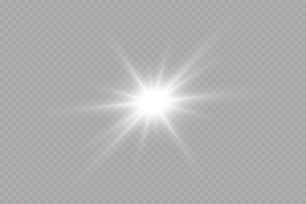 Light effect. Bright Star. Light explodes on a transparent.